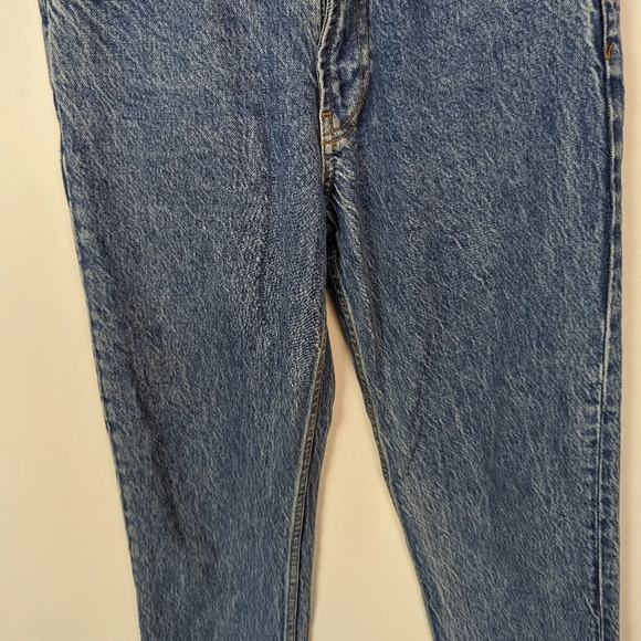 ZARA sz 4 Acid Washed Raw Hem 90s Mom Jeans Medium Wash Straight Leg Blogger Fav - Picture 6 of 12